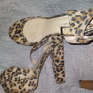 Cheetah print chunky heels